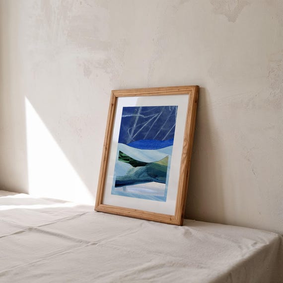 Original Painting, Abstract Landscape Collage Contemporary Wall Art