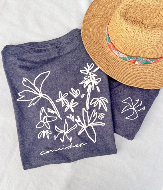 Hand Printed Floral V-Neck Shirt - Rachel Wadlow Design