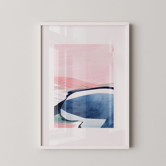 Art Print of Original Painting, Abstract Landscape Collage Contemporary Wall Art