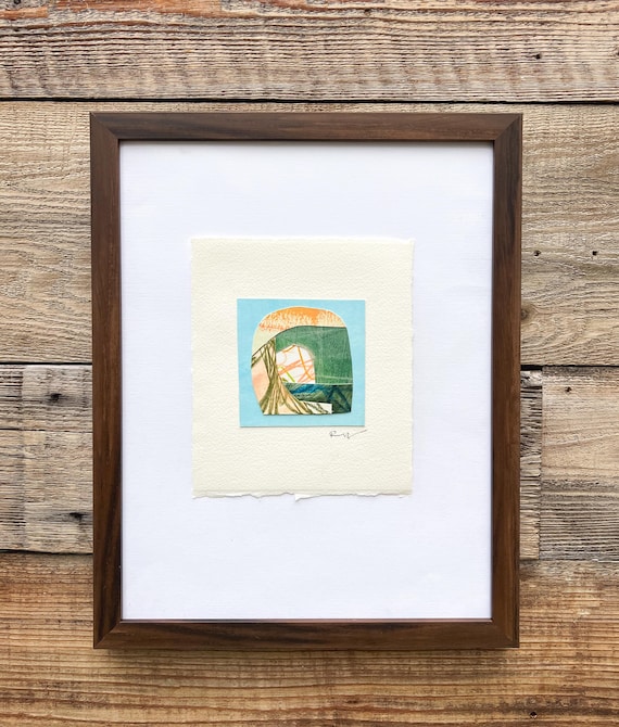 Small Abstract Painting: Modern Mixed Media Collage Wall Art