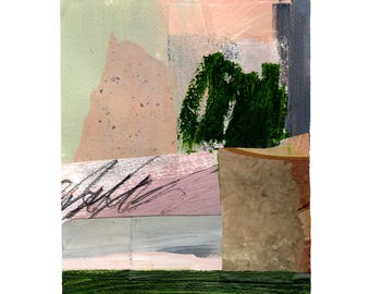 Small Abstract Mixed Media Collage - Modern Home Decor