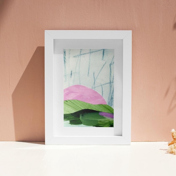 Art Print of Original Painting, Abstract Landscape Collage Contemporary Wall Art