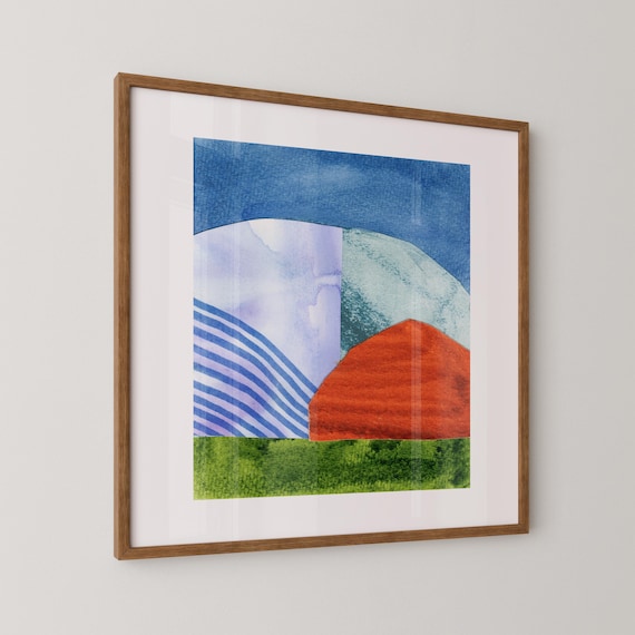 Art Print of Original Painting, Abstract Drawing Collage Contemporary Wall Art