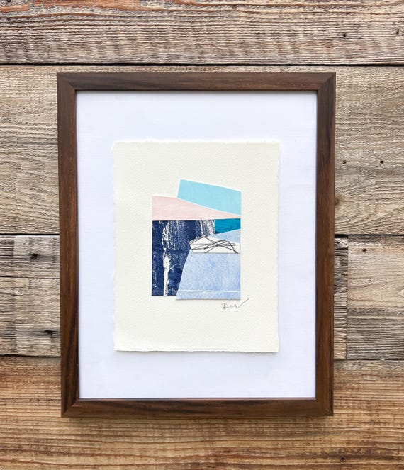 Abstract Mixed Media Collage: Modern Small Painting, 7x9"