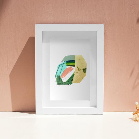 Art Print of Original Painting, Abstract Drawing Collage Contemporary Wall Art