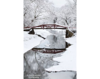 Delaware Canal Towpath Bridge Winter Snow Photograph Trees New Hope Bucks County Photography Thompson Neely Pennsylvania State Park Print