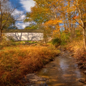 Covered Bridge Photo Set, Landscape Photography, Seasons, Historic Bridges, Color photographs, Bucks County, Pennsylvania, Home Decor, Art image 4