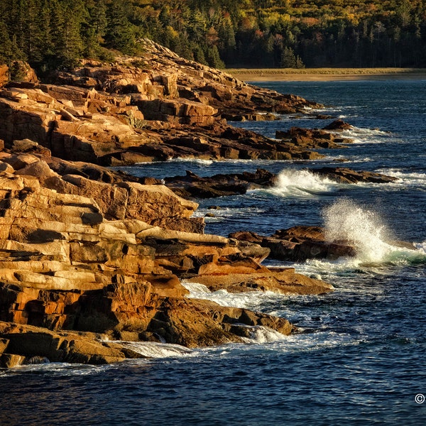 Acadia National Park Landscape Photograph Maine Coast Monument Cove Crashing Waves Nature Photography Rocky Coastline Park Loop Road Ocean