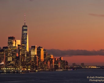 Lower Manhattan Freedom Tower New York City Skyline Sunset