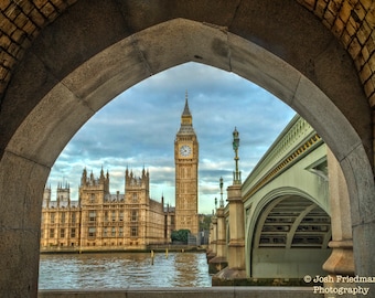 London Photograph Big Ben Palace of Westminster River Thames England Photography Print Bridge Clock Parliament United Kingdom Wall Art
