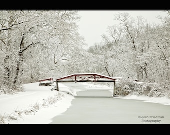 Delaware Canal Footbridge Towpath Snow Winter Landscape Photograph Bucks County Bridge Zen Photography Pennsylvania State Park New Hope