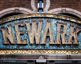 Newark Sign, Fine Art Photograph, Paramount Theater Marquee, Vintage, Newark, New Jersey, Americana, Historic, Retro, Art Deco, Art Print