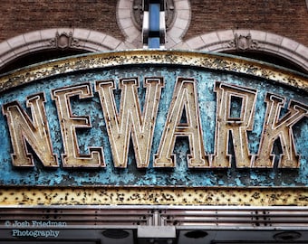 Newark Sign, Fine Art Photograph, Paramount Theater Marquee, Vintage, Newark, New Jersey, Americana, Historic, Retro, Art Deco, Art Print