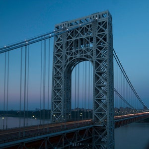 George Washington Bridge Sunset Photograph New York City Fort Lee New Jersey Washington Heights Bronx Blue Sky Night PhotographyTwilight image 1