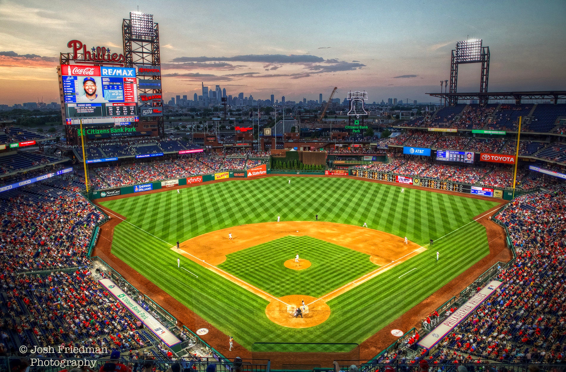 Philadelphia Phillies Citizen's Bank Park Photograph Baseball Stadium Print  Fan Gift Philadelphia Skyline Photography Night Man Cave Field