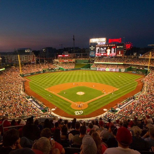 Nationals Park Baseball Photograph Washington Nationals Stadium Color Photography Washington, D.C. Print Night Twilight Man Cave