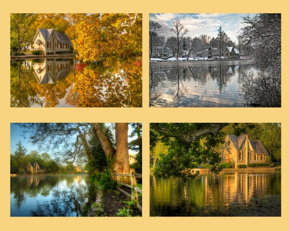 Lake Afton In Four Seasons Photograph Print Set Bucks Etsy