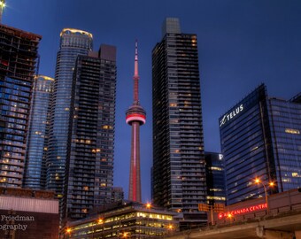 Toronto Before Sunrise, CN Tower, Fine Art Photograph, Ontario, Canada, Blue Sky, Skyline, Urban Landscape Photography, Wall Art Print