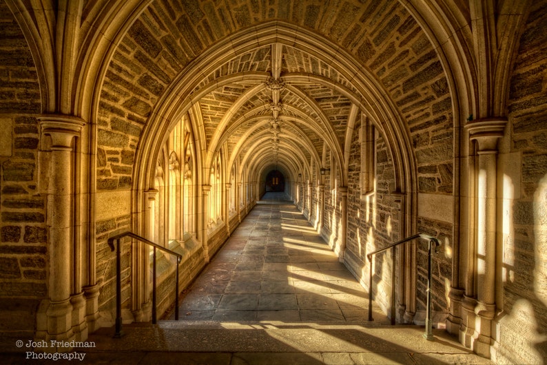 Princeton University Holder Hall Photograph Campus Hallway Arch Gothic Architecture Rockefeller College Photography Alumni Graduation Gift