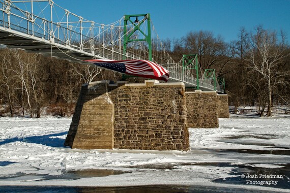 Lumberville Raven Rock Bridge in Winter Landscape Photograph | Etsy