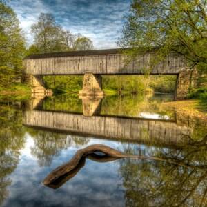 Covered Bridge Photo Set, Landscape Photography, Seasons, Historic Bridges, Color photographs, Bucks County, Pennsylvania, Home Decor, Art image 2