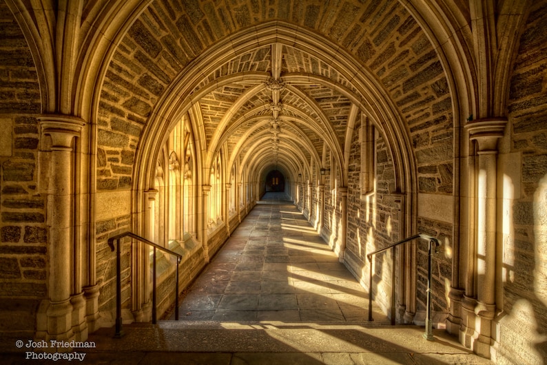 Princeton University Holder Hall Photograph Campus Hallway Arch Gothic Architecture Rockefeller College Photography Alumni Graduation Gift