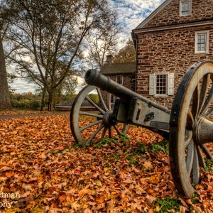 Washington Crossing Historic Park Cannon Photograph Autumn Fall Foliage Revolutionary War Photography Bucks County Pennsylvania McConkey Inn