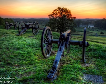 Gettysburg National Military Park Photograph East Cemetery Hill Cannons Before Sunrise Civil War Battlefield Photography Pennsylvania Print