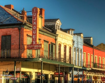 New Orleans Balconies on Decatur Street Photograph Morning Light French Quarter Photography Colorful NOLA Architecture Tujague's Print