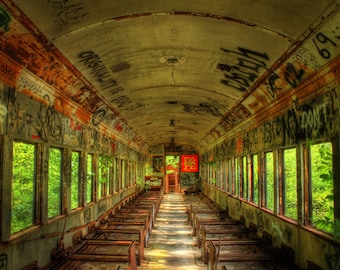 Abandoned Train Graffiti Color Photograph Lambertville New Jersey Rust Windows Words Decor HDR Grunge Photograph Wall Art Love Originality