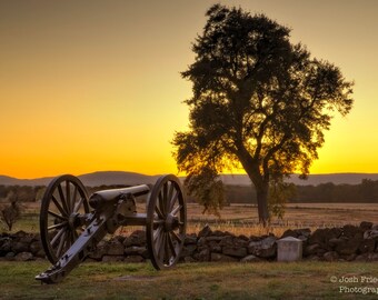 Sunset at Gettysburg National Military Park Photograph Cannon Cemetery Ridge Gettysburg Battlefield Photography Pennsylvania Civil War