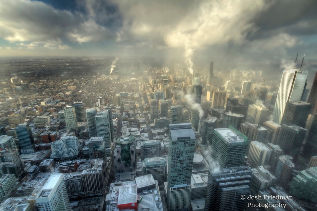 Toronto Rooftops in Winter, View From CN Tower, Fine Art