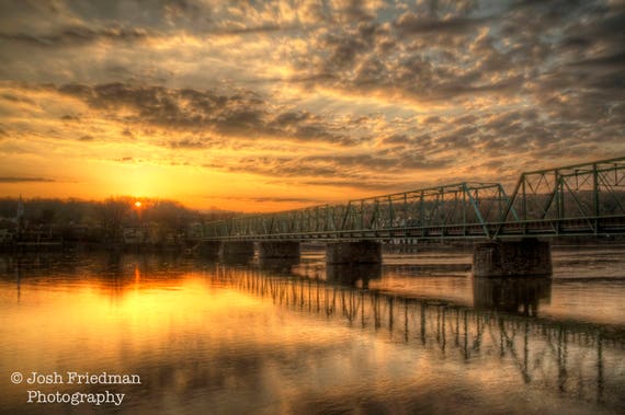 New Hope Lambertville Bridge at Sunrise Landscape Photography