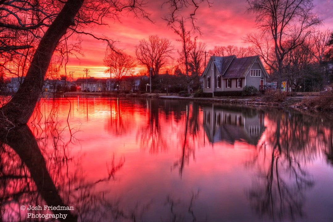 Old Library Lake Afton Before Sunrise Photograph Yardley Bucks Etsy