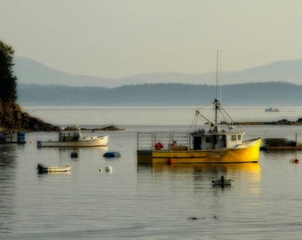 Lobster Boats - Bar Harbor Photography - Scenic Maine - Rustic Photograph  - Coast - Morning Light - Art Print - 8X12 - Photo