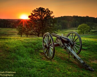 Gettysburg Sunrise East Cemetery Hill Cannon Photograph National Military Park Pennsylvania Civil War Battlefield Photography Sun Print