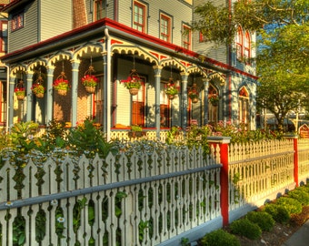 Cape May Victorian House Photograph The Abbey New Jersey Shore Color Photography Art Print Vintage Green HDR Colorful Home Decor