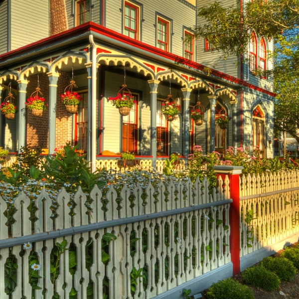 Cape May Victorian House Photograph The Abbey New Jersey Shore Color Photography Art Print Vintage Green HDR Colorful Home Decor