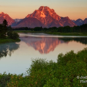 Grand Teton National Park at Sunrise Landscape Photograph Mount Moran Reflection at Oxbow Bend Fine Art Photography Snake River Mountain image 2