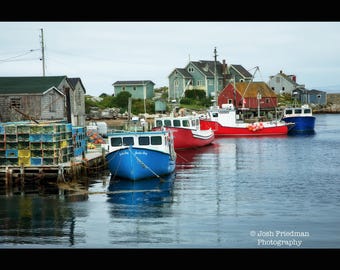 Peggy's Cove Lobster Boats Photograph Nova Scotia Canada Peggy's Point Halifax Atlantic Canada  Photography Fishing Boats Houses Print