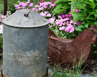 Vintage Galvanized Hoeft Chicken Waterer, Farm Poultry Feeder