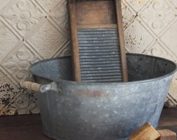 Vintage Galvanized Oval Wash Tub Etsy