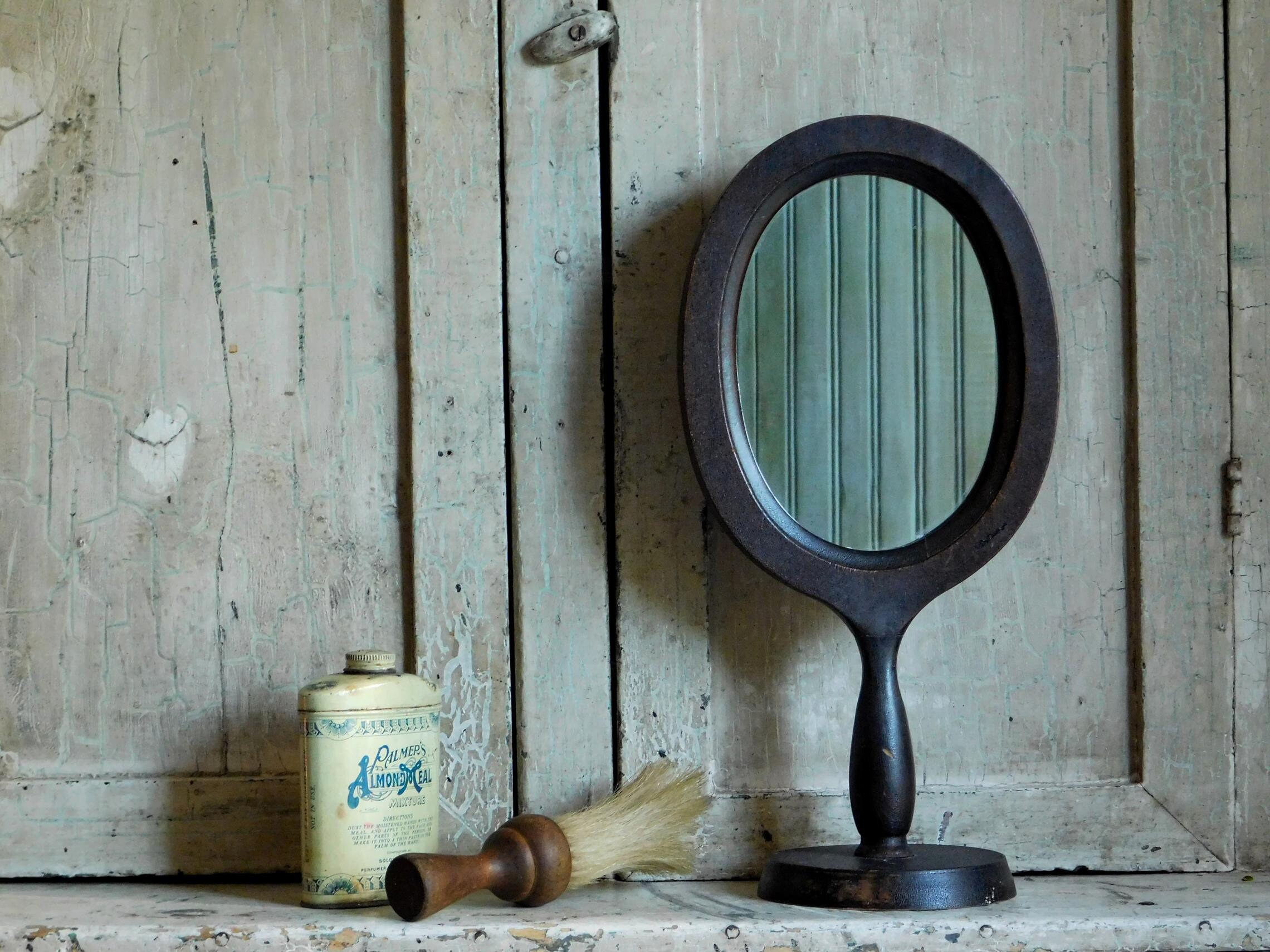 Antique Wooden Shaving Mirror Stand Wood Dresser Mirror Etsy