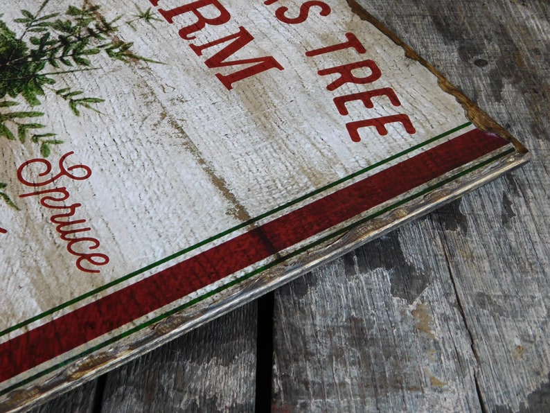 Primitive Country Christmas Tree Farm Sign, Wooden Christmas Wall Hanging Decoration image 4