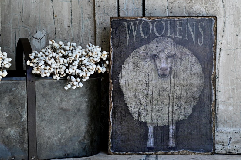 Handmade Primitive Woolen Sheep Picture Sign Plaque - Etsy