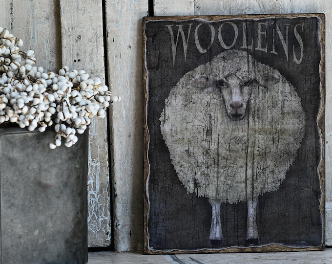 Handmade Primitive Woolen Sheep Picture Sign Plaque - Etsy