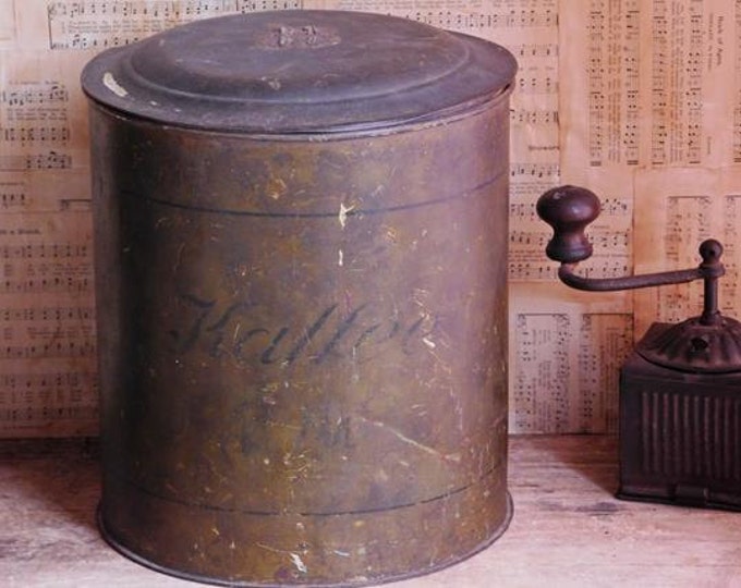 Antique German Primitive Coffee Canister, Kaffee Tin, Farmhouse Decor