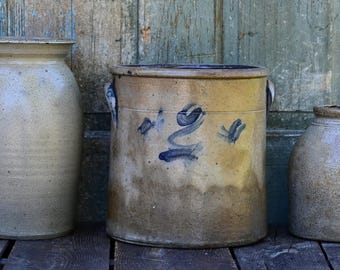 Pot antique en grès émaillé au sel, 2 gallons