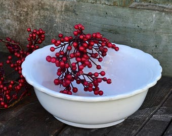 Bol en Ironstone Blanc Antique à Bords Festonnés, Poterie Royal Ironstone Anchor