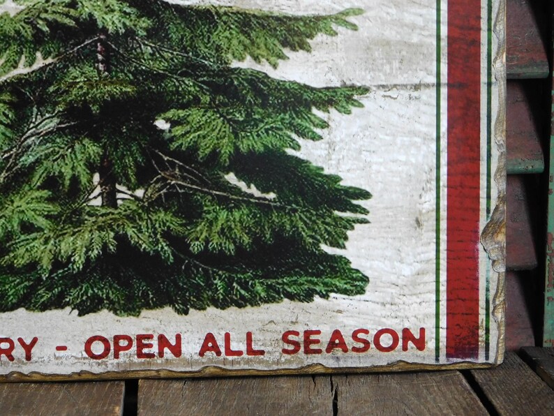 Primitive Country Christmas Tree Farm Sign, Wooden Christmas Wall Hanging Decoration image 3